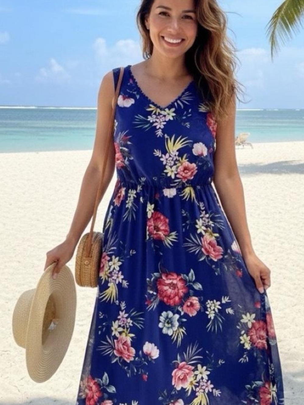 Apt. 9 Navy Floral Sleeveless Maxi Dress